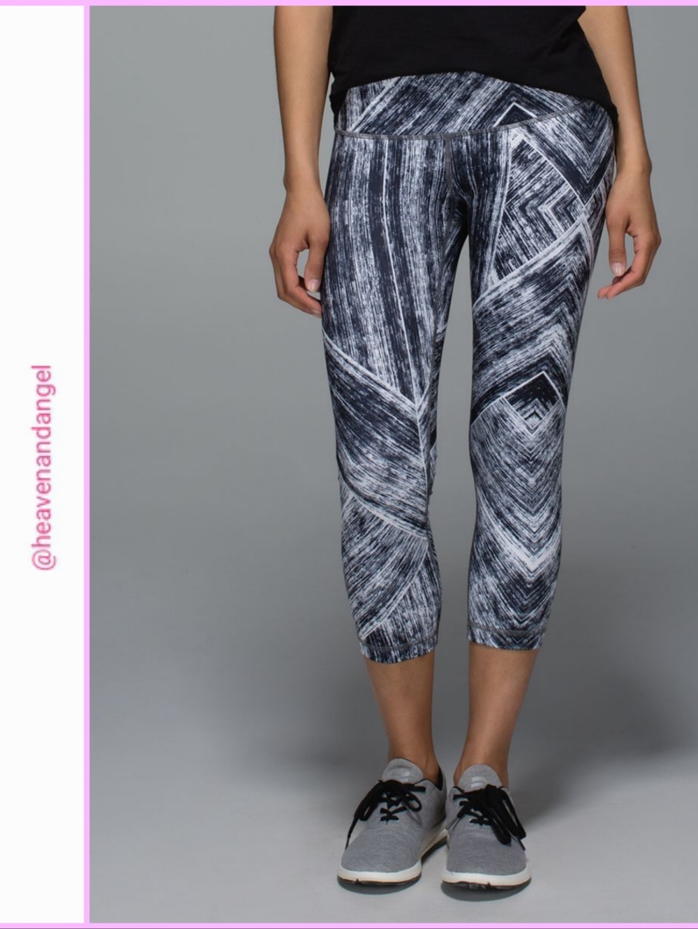 Lululemon Wunder Under Crop II Full-On Luon - Heat Wave White Black